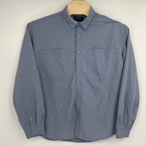RailRiders Mens XL Blue‎ Gray Nylon Blend Long Sleeve Button Up Fishing Shirt